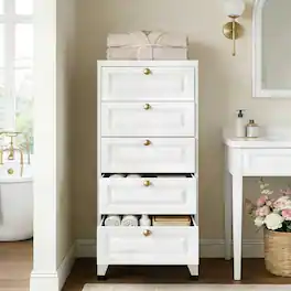 Boyel Living - 39-Inch Metal Bathroom Storage Cabinet with Doors and Shelves - White