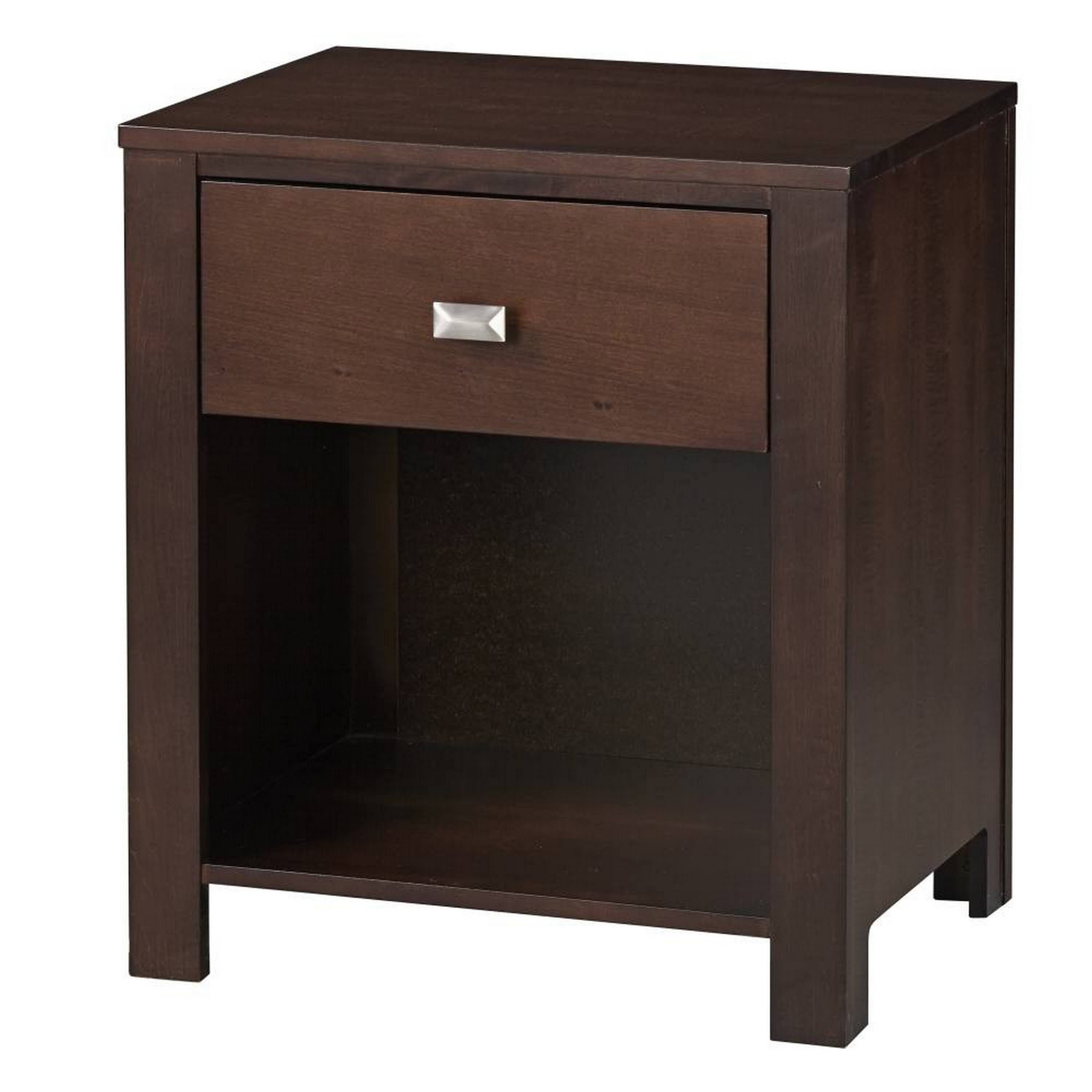 Left. Manhattan Lane - Wooden Nightstand with One Drawer and One Shelf - Brown.