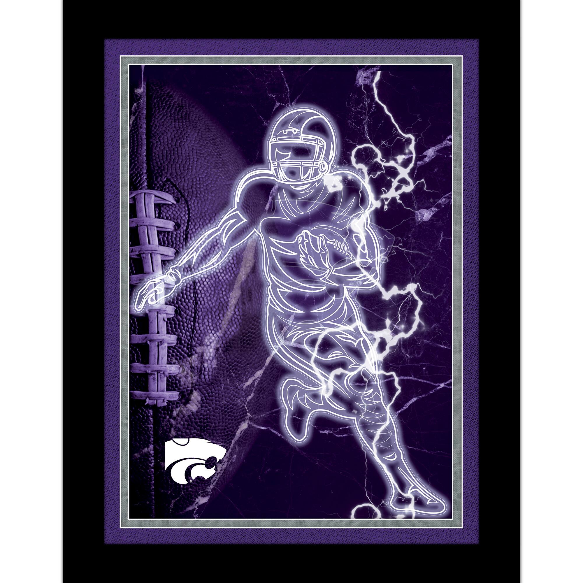 Black Kansas State Wildcats 12'' x 16'' Framed Neon Player Print