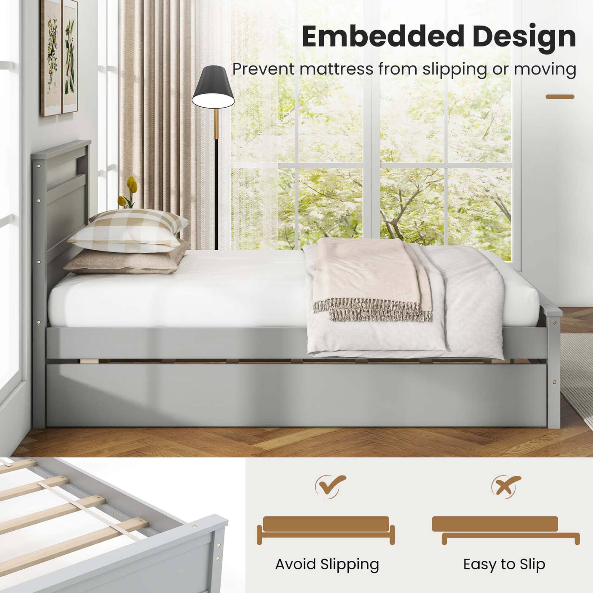 Embedded Design: Prevent mattress from slipping or moving. Avoid slipping. Easy to slip.