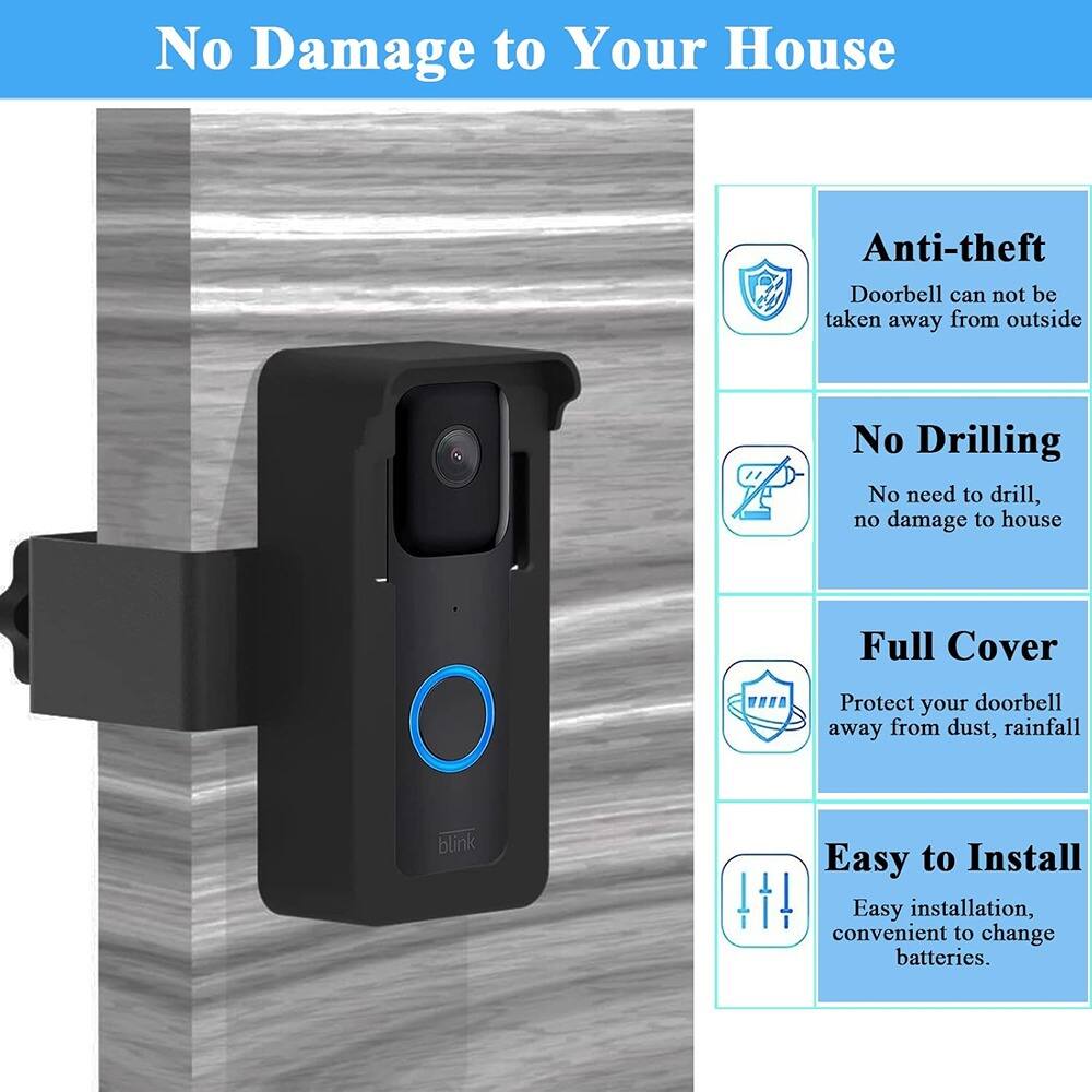 No Damage to Your House

- Anti-theft: Doorbell can not be taken away from outside
- No Drilling: No need to drill, no damage to house
- Full Cover: Protect your doorbell away from dust, rainfall
- Easy to Install: Easy installation, convenient to change batteries.
