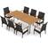 Alt View 6. Costway - 9 PCS Outdoor Patio Dining Set Armchairs Set of 8 and Acacia Wood Square Table - Mix Brown,Off White.