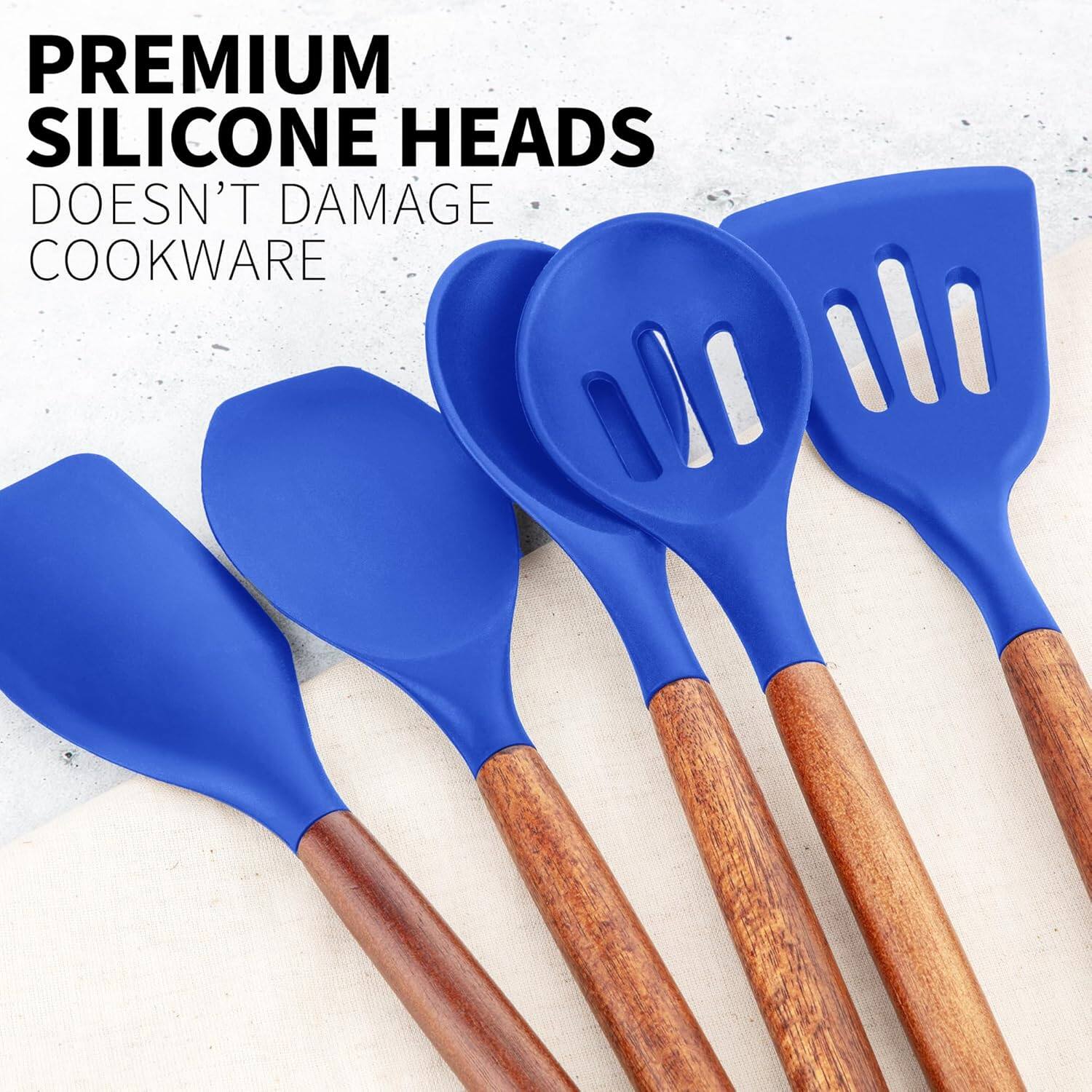 PREMIUM SILICONE HEADS  
DOESN'T DAMAGE COOKWARE