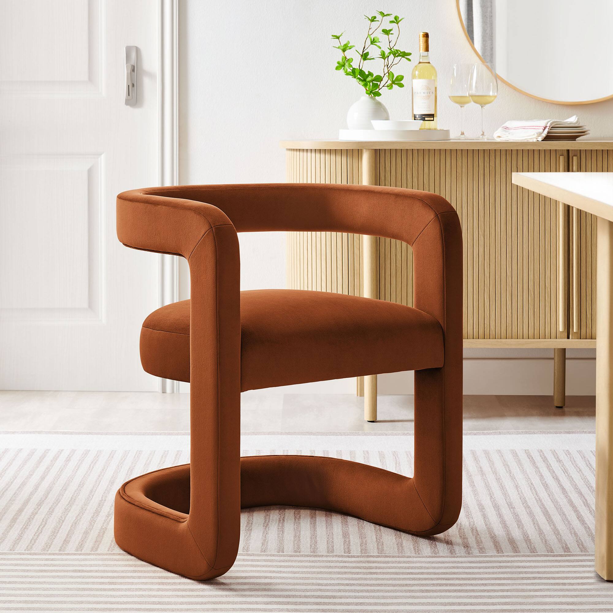 Alt View 4. Modway - Winslow Barrel Performance Velvet Dining Chair  by Modway - Red.
