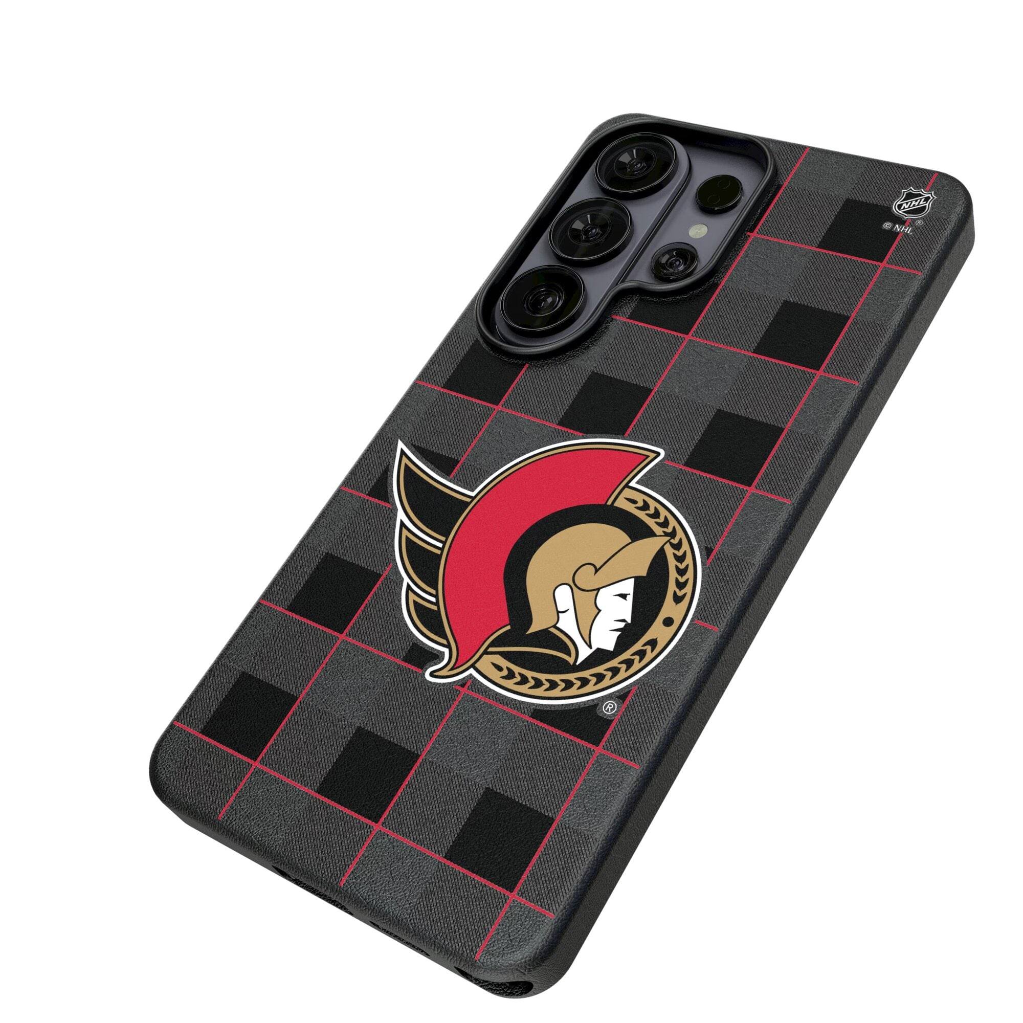 Alt View 1. Keyscaper - Ottawa Senators Plaid Galaxy Magnetic Bump Case - S25 Ultra - Black.