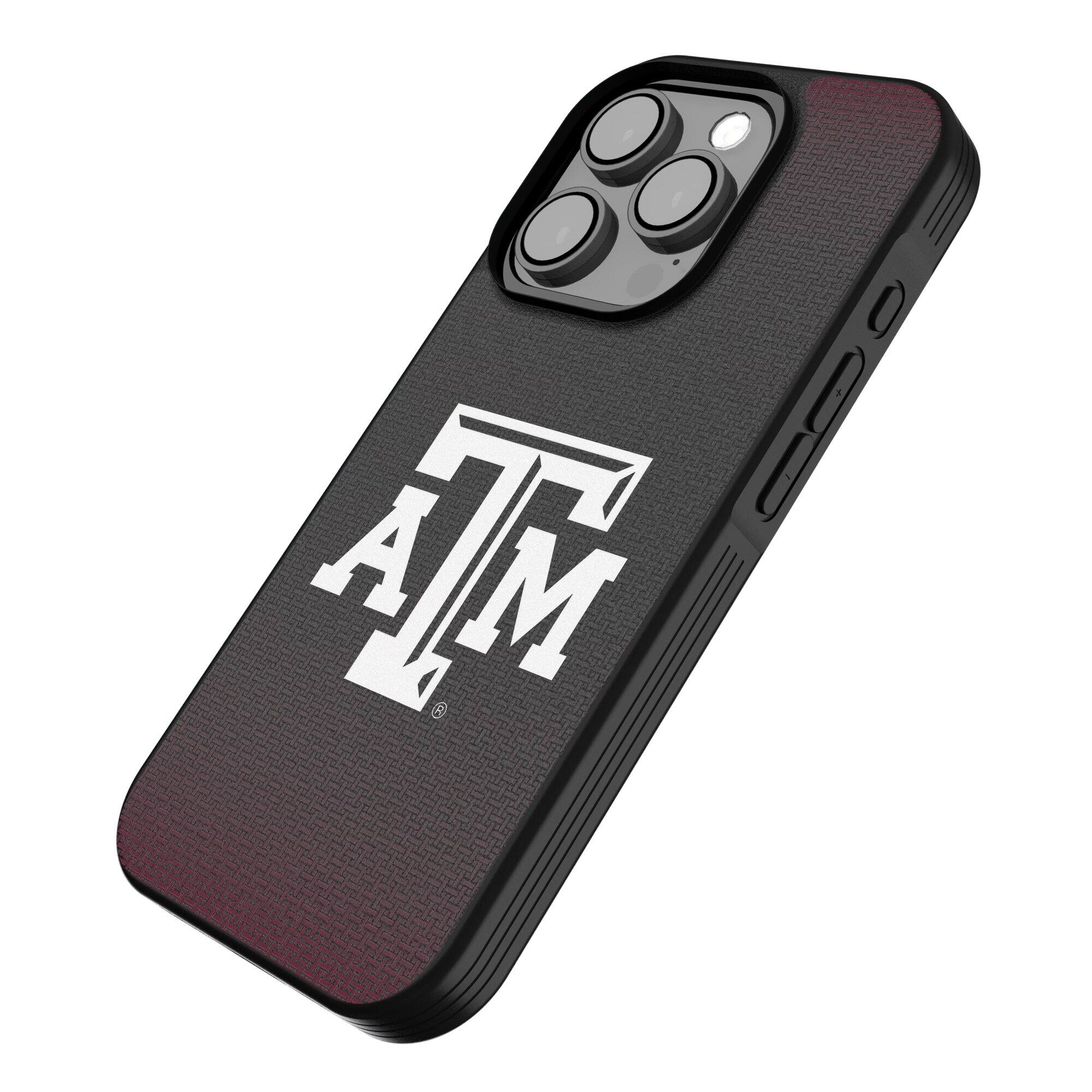 Alt View 1. Keyscaper - Texas A&M Aggies Linen Logo iPhone Bump Case - 14 - Black.