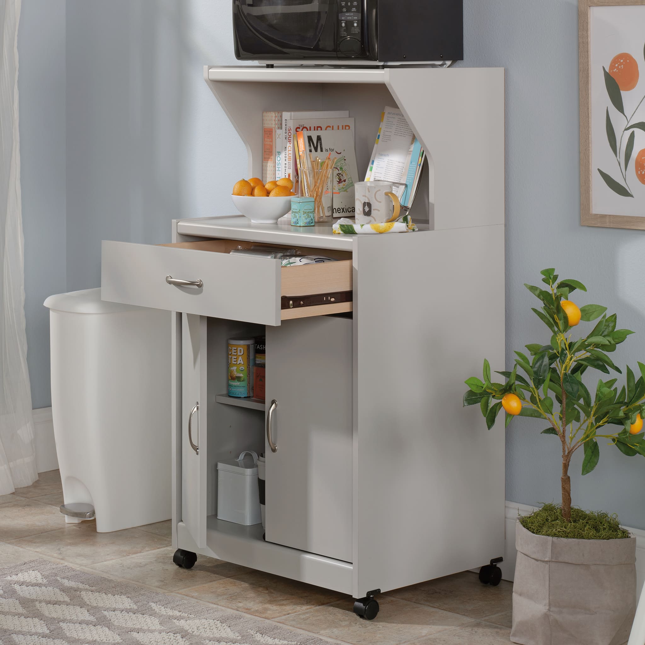 Sauder – Microwave/Kitchen Cart – Modern Grey Sansujyuku sansujyuku.com