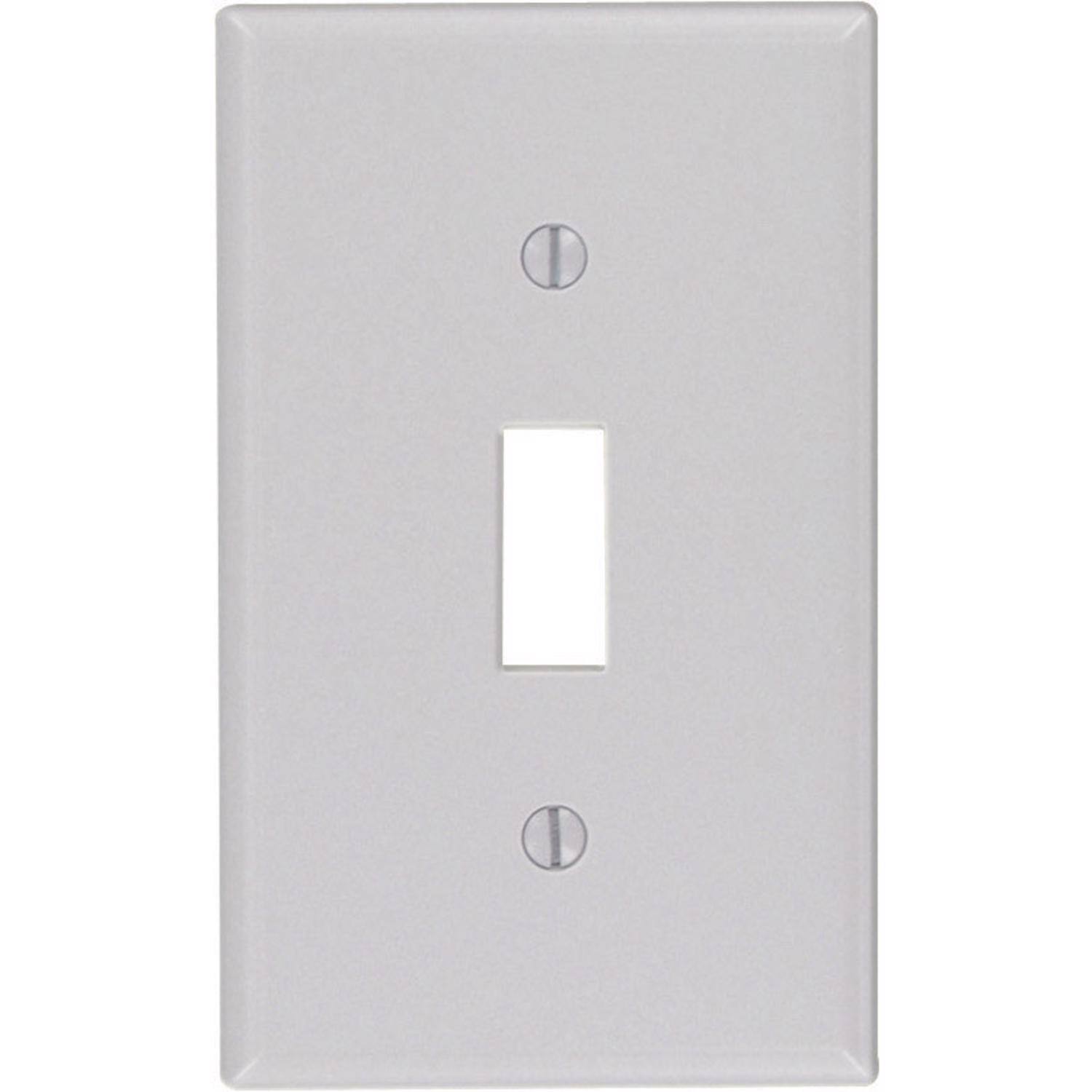 Front. Leviton - Leviton Gray 1 gang Thermoset Plastic Toggle Wall Plate 1 pk (Case of 25) - Gray.