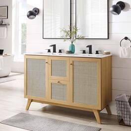 Soma Bathroom Vanity with White Basin Included by Modway - Oak White