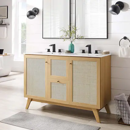 Front. Modway - Soma Bathroom Vanity with White Basin Included by Modway - Oak White.