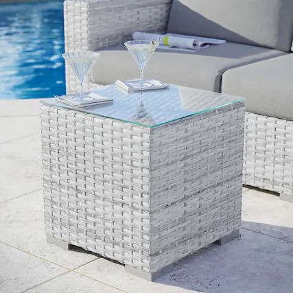 Front. Modway - Convene Outdoor Patio Side Table by Modway - Light Gray.