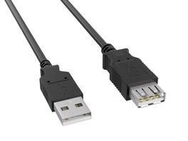 Cable Leader - USB 2.0 Type A Male to Female Extension Cable, 480Mbps, Double-Shielded, Gold-Plated - Black