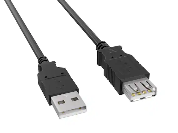 Front. Cable Leader - USB 2.0 Type A Male to Female Extension Cable, 480Mbps, Double-Shielded, Gold-Plated - Black.