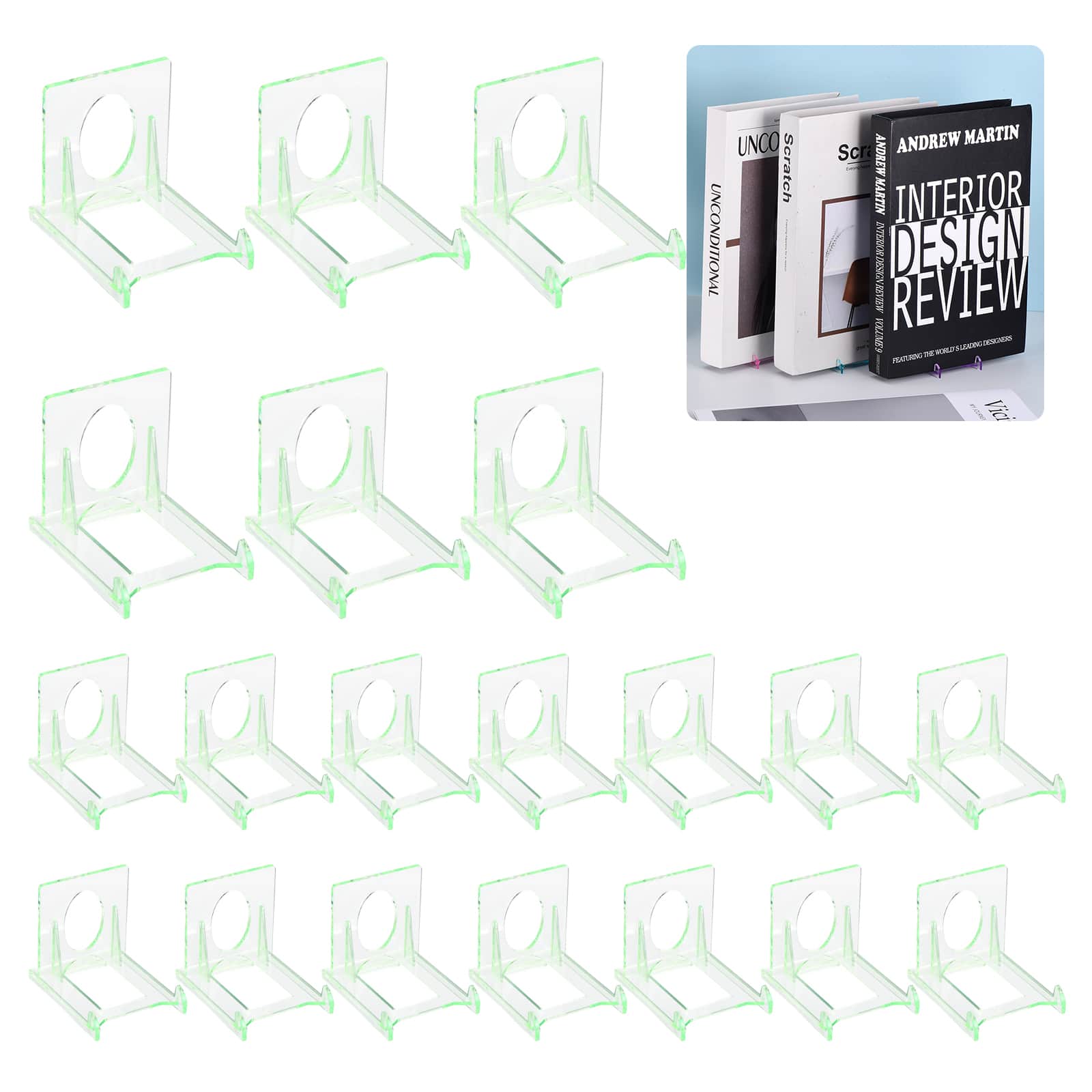 Unique Bargains - 20pcs Book Display Stands, 2" Adjustable Display Holder Mini Clear Easel Collector Stand for Comics, Magazines, DVDs