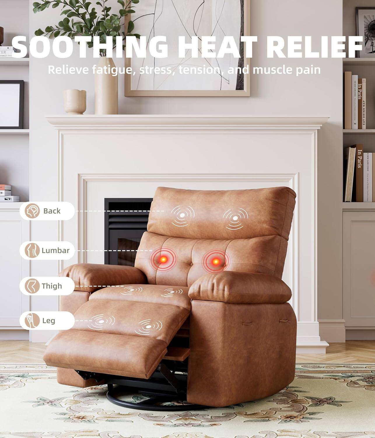 SOOTHING HEAT RELIEF  
Relieve fatigue, stress, tension, and muscle pain  

- Back  
- Lumbar  
- Thigh  
- Leg