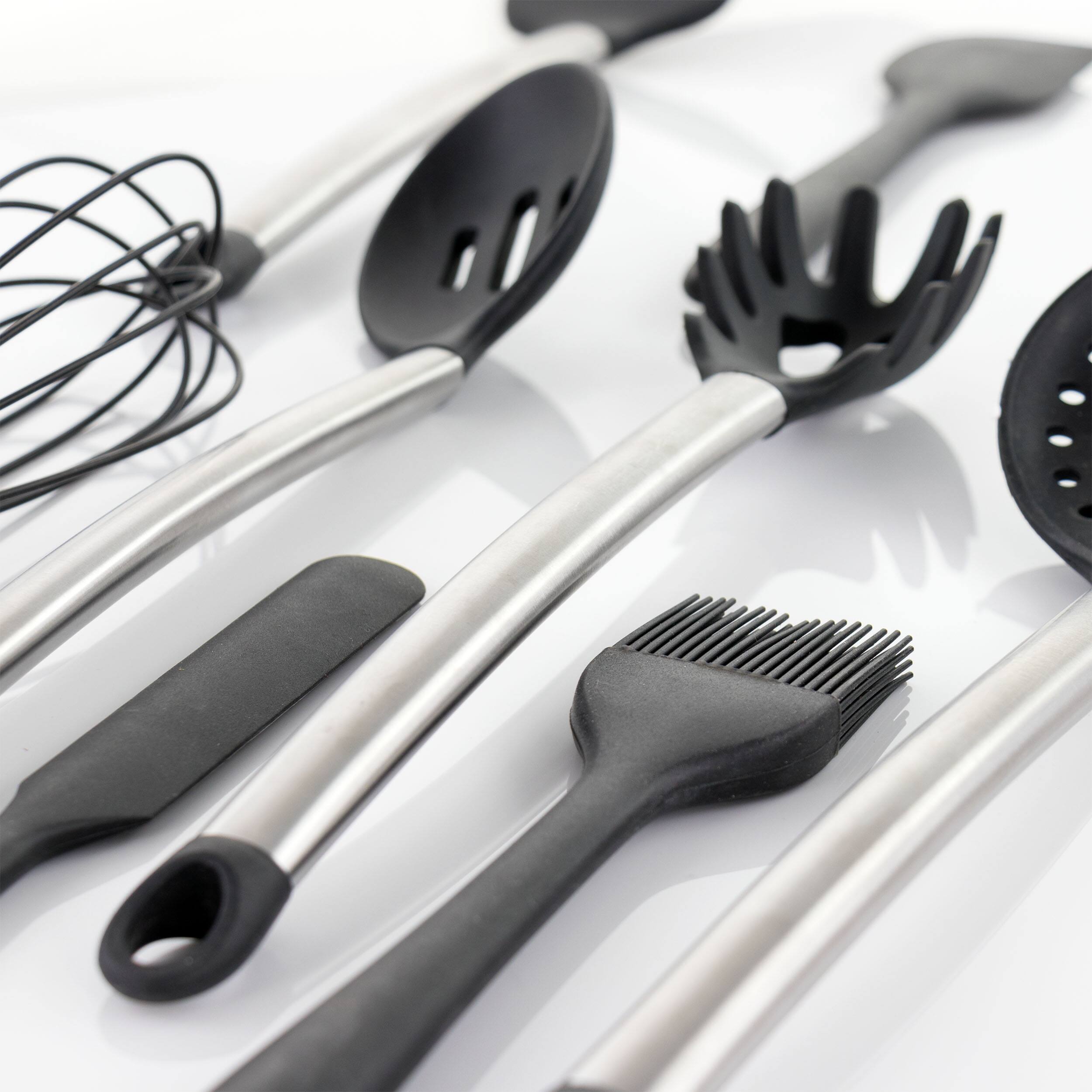 Alt View 7. MegaChef - MegaChef Gray Silicone and Stainless Steel Cooking Utensils, Set of 14 - Gray.