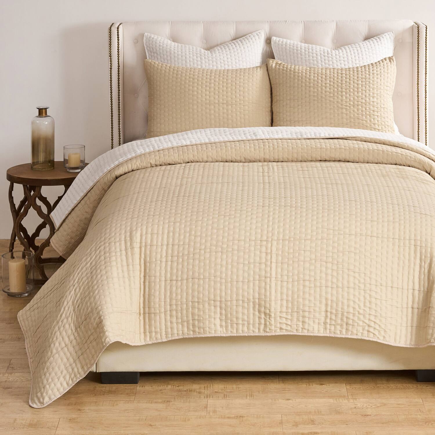 Alt View 2. Greenland Home Fashions - Greenland Home Fashions Homestead 100% Woven Polyester Jacquard 2-Piece Twin/XL Coverlet Set Natural - Natural.