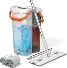 Front. YASHE - Mop and Bucket Set with Detachable Space-Saving Bucket, Wall Mop with 360° Rotating Mop Head.