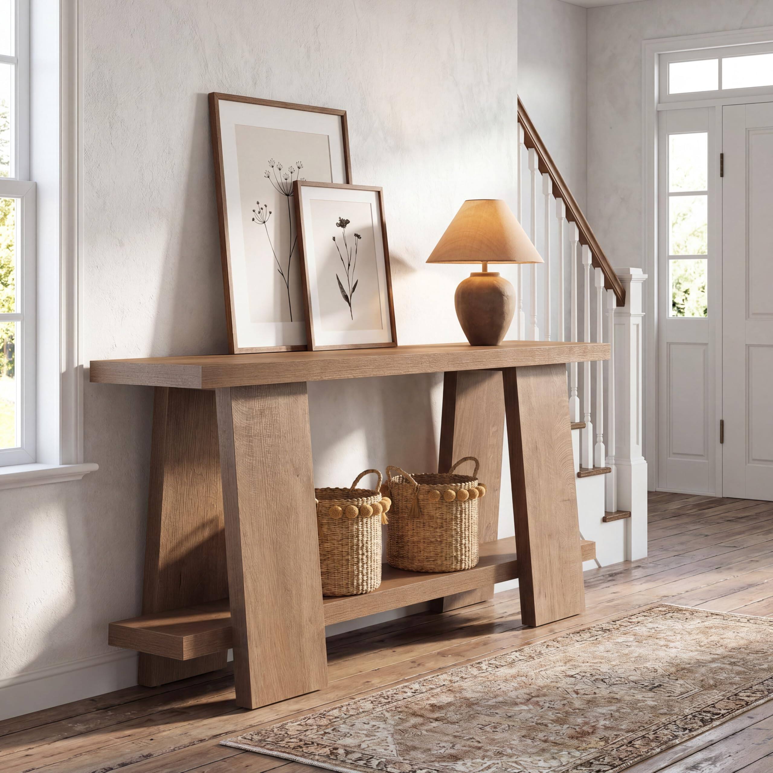 Alt View 4. Tribesigns - 70.9-Inch Long Console Table, 2-Tier Narrow Sofa Table Behind the Couch for Living Room, Entryway, Hallway (Natural) - Natural.