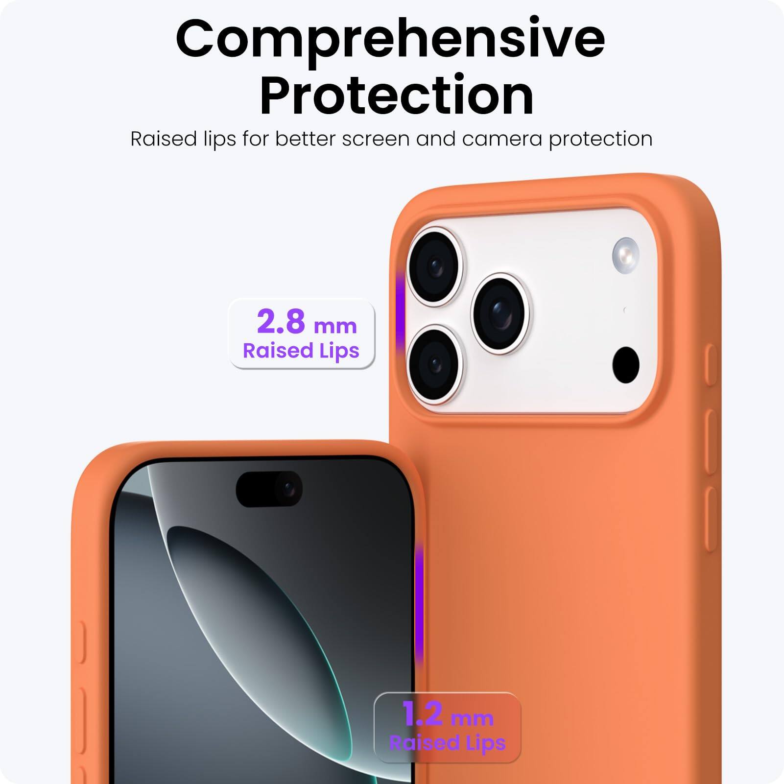 Comprehensive Protection

Raised lips for better screen and camera protection

2.8 mm Raised Lips

1.2 mm Raised Lips