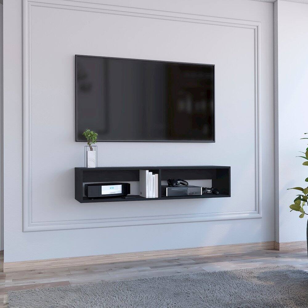 Alt View 2. TuHome - Rockwood Floating TV Stand Black MDF - Black.