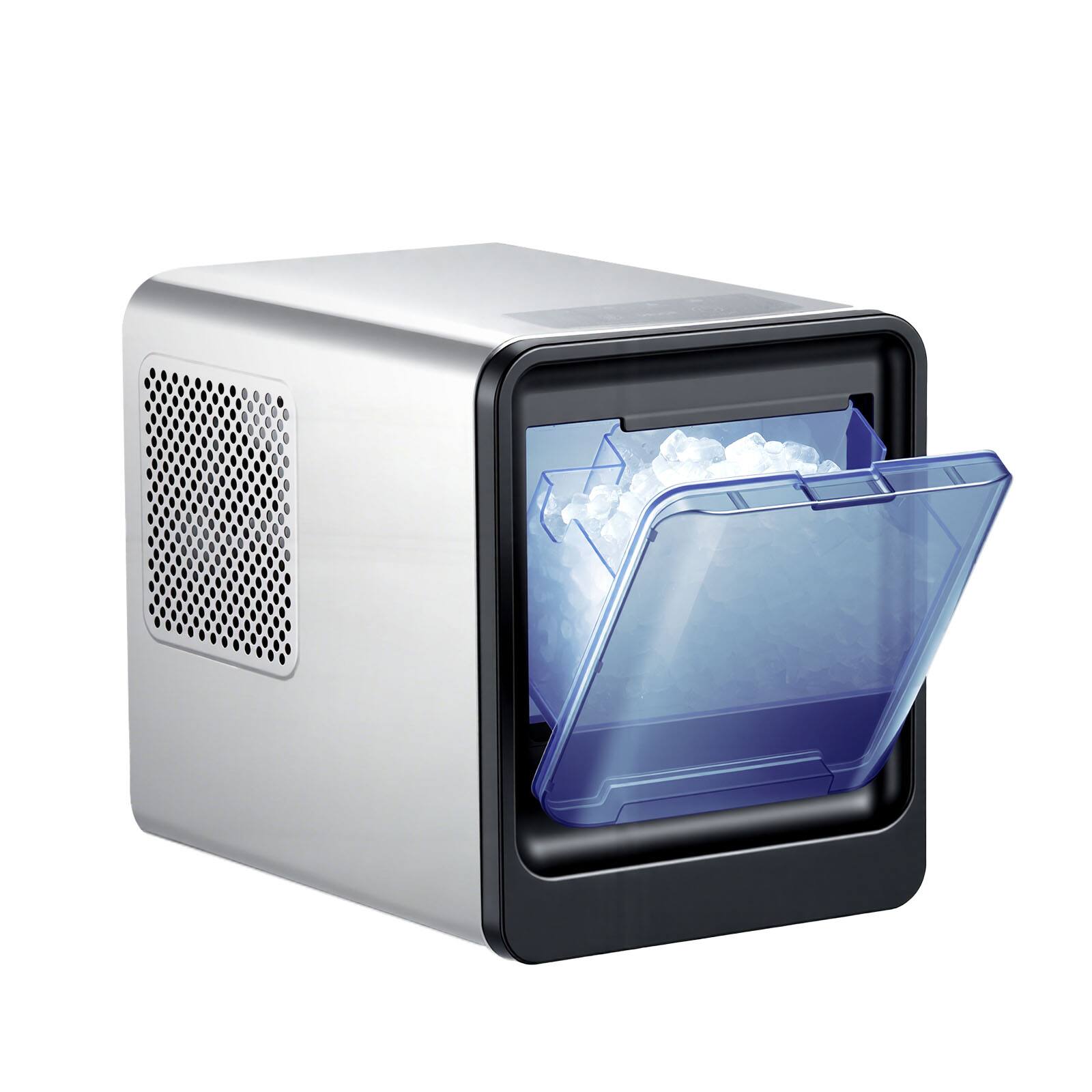 Alt View 5. VEVOR - Countertop Ice Maker, 33 lbs per Day, Self-Cleaning Portable Machine with Scoop, Drawer-Style Ice Access - Silver.