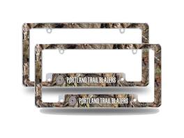 Rico Industries - Portland Trail Blazers Chrome Metal (Set of 2) License Plate Frames with Bold Mossy Oak Camouflaged Camo Design - Multi