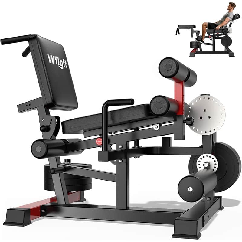 Pooboo - Weight Machines - Stable 23cm Stainless Steel Turntable for Home Gym, Adjustable 7-77° Backrest Leg Workout Equipment - Black