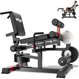 Pooboo - Weight Machines - Stable 23cm Stainless Steel Turntable for Home Gym, Adjustable 7-77° Backrest Leg Workout Equipment - Black