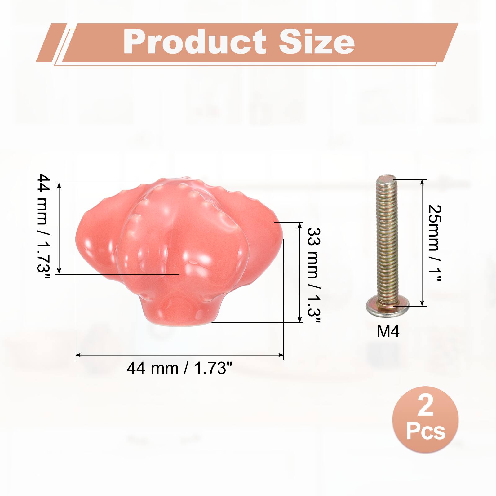 Product Size

44 mm / 1.73"  
33 mm / 1.3"  
M4  
25mm / 1"  
2 Pcs