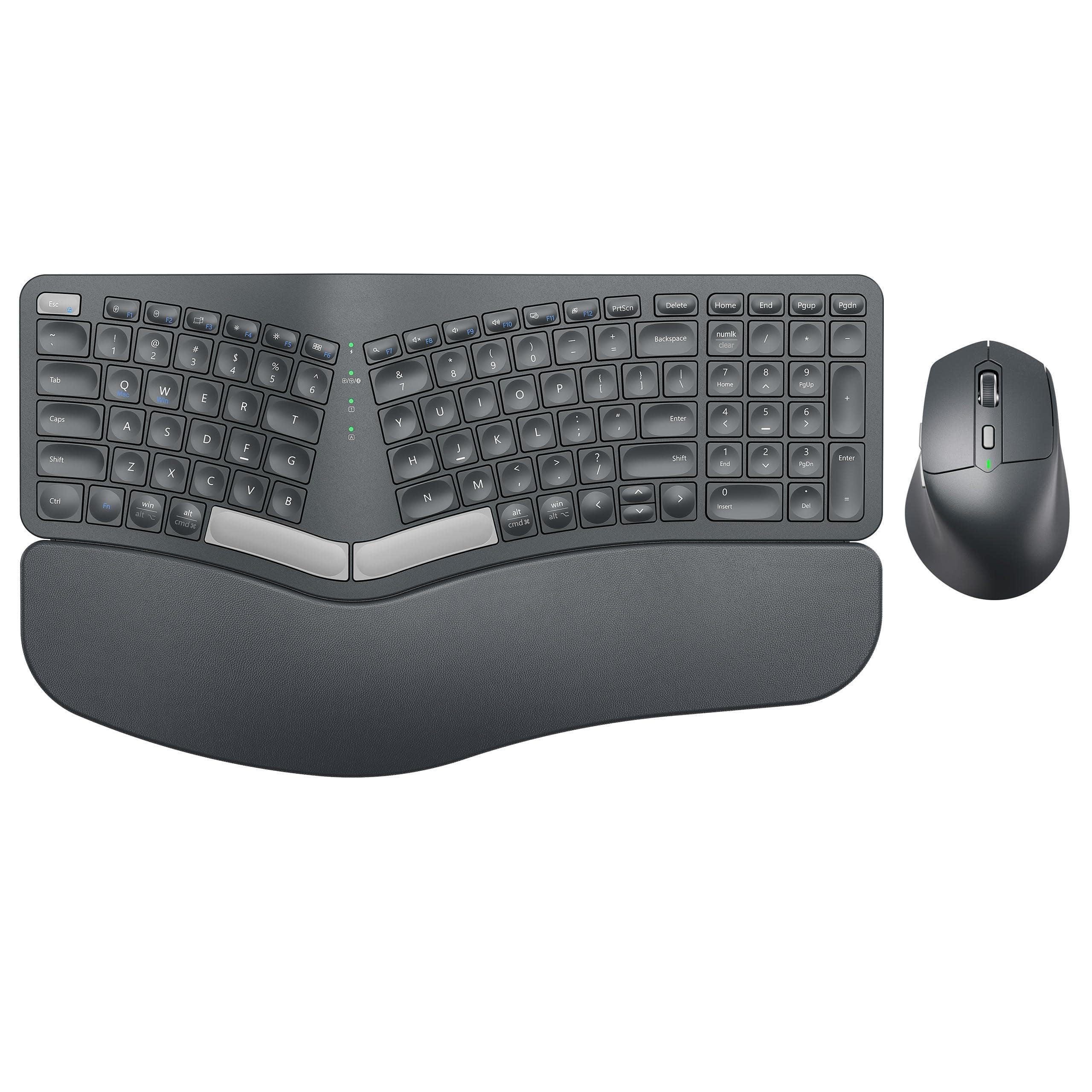 Live At Space - Km75 Wireless And Mouse Combo Comfortable Typing Palm Rest Multi-device Rechargeable For Multi-os Windows Android - E-BlackGrey