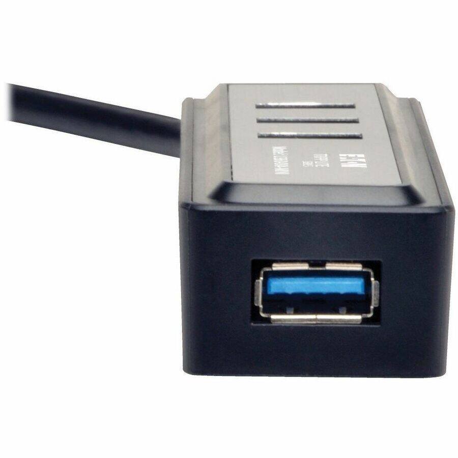Alt View 6. Tripp Lite - Tripp Lite by Eaton Portable 4-Port USB 3.0 Superspeed Mini Hub w/ Built In Cable - USB - External - 4 USB 3.0 Port(s) - Black,Silver.