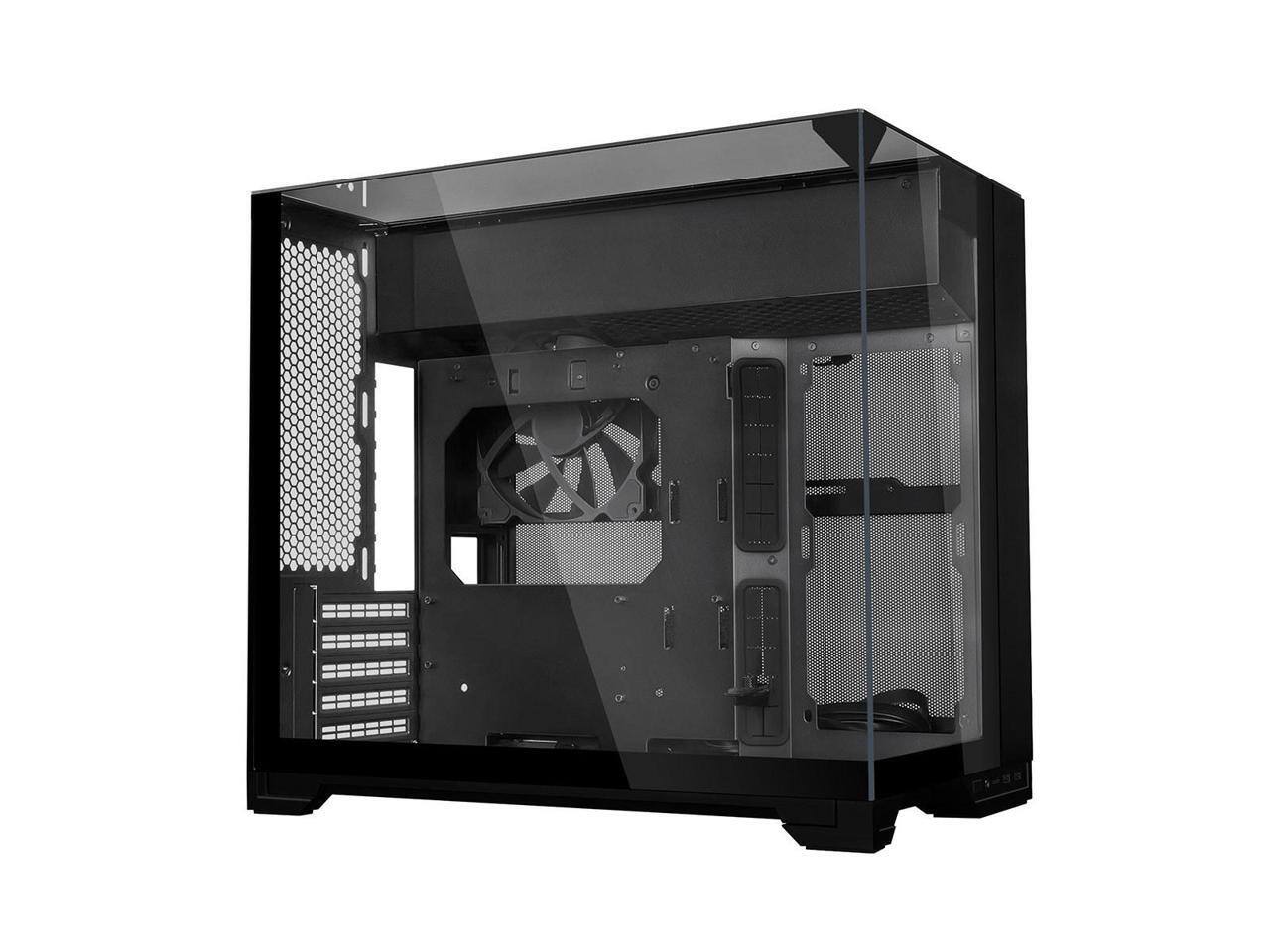 Alt View 8. Lian Li - O11 Vision-M O11VMX Dual-chamber Design Pre-installed 140 mm Fan Micro ATX Case - Black.