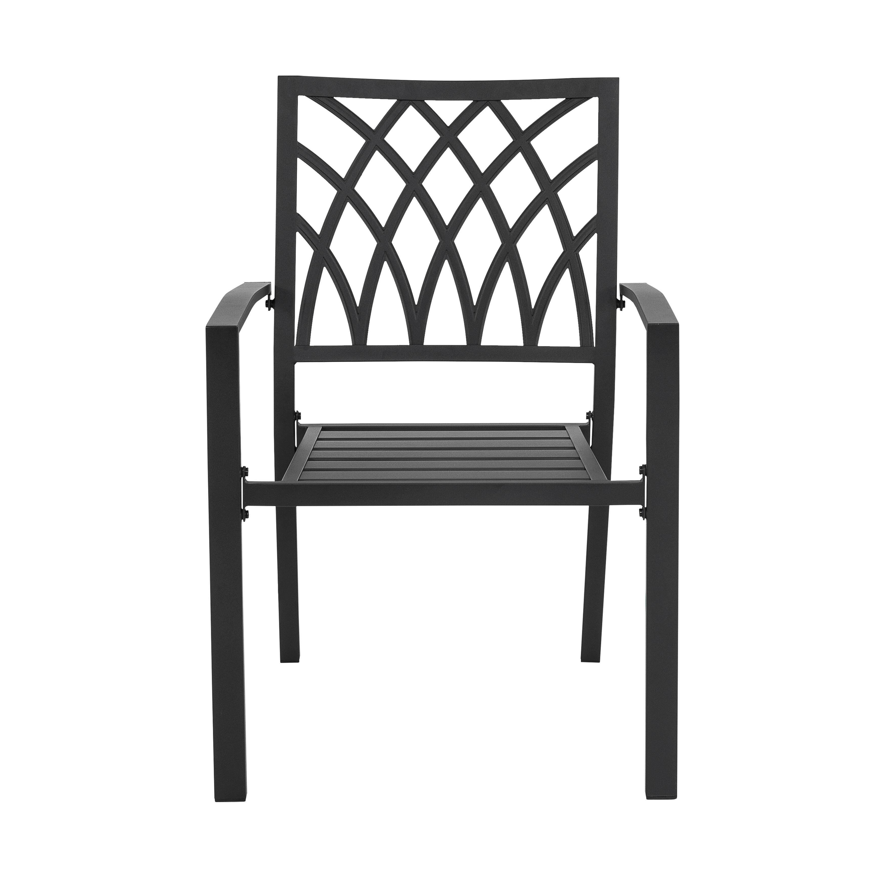 Alt View 5. Nuu Garden - Outdoor 4-Piece Patio Chair Set, Powder-coated Iron, Lattice Pattern - black.