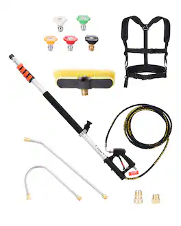 VEVOR - Pressure Washer Telescoping Wand, 18 ft, 4000 psi, Telescopic Spray Wand with Power Washer Extension Wands - Black + aluminum metallic color