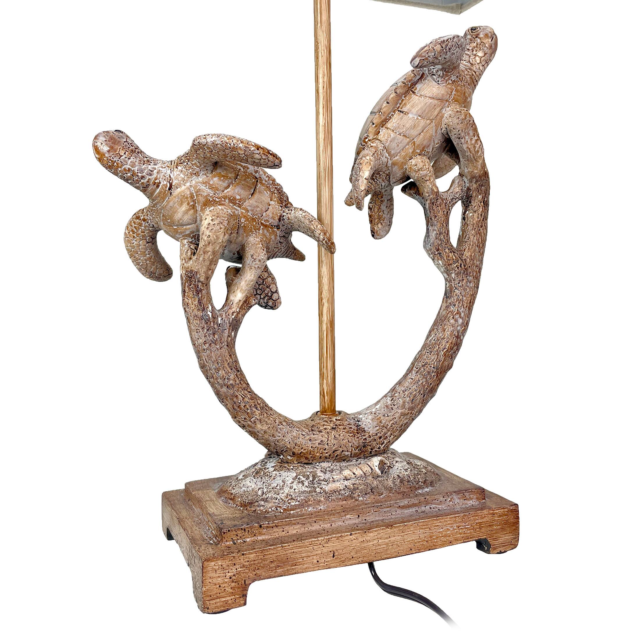 Alt View 8. Chesapeake Bay - Set of 2 Double Sea Turtle Table Lamps Coastal Nautical Resin 27.75" w/Shades - Brown.