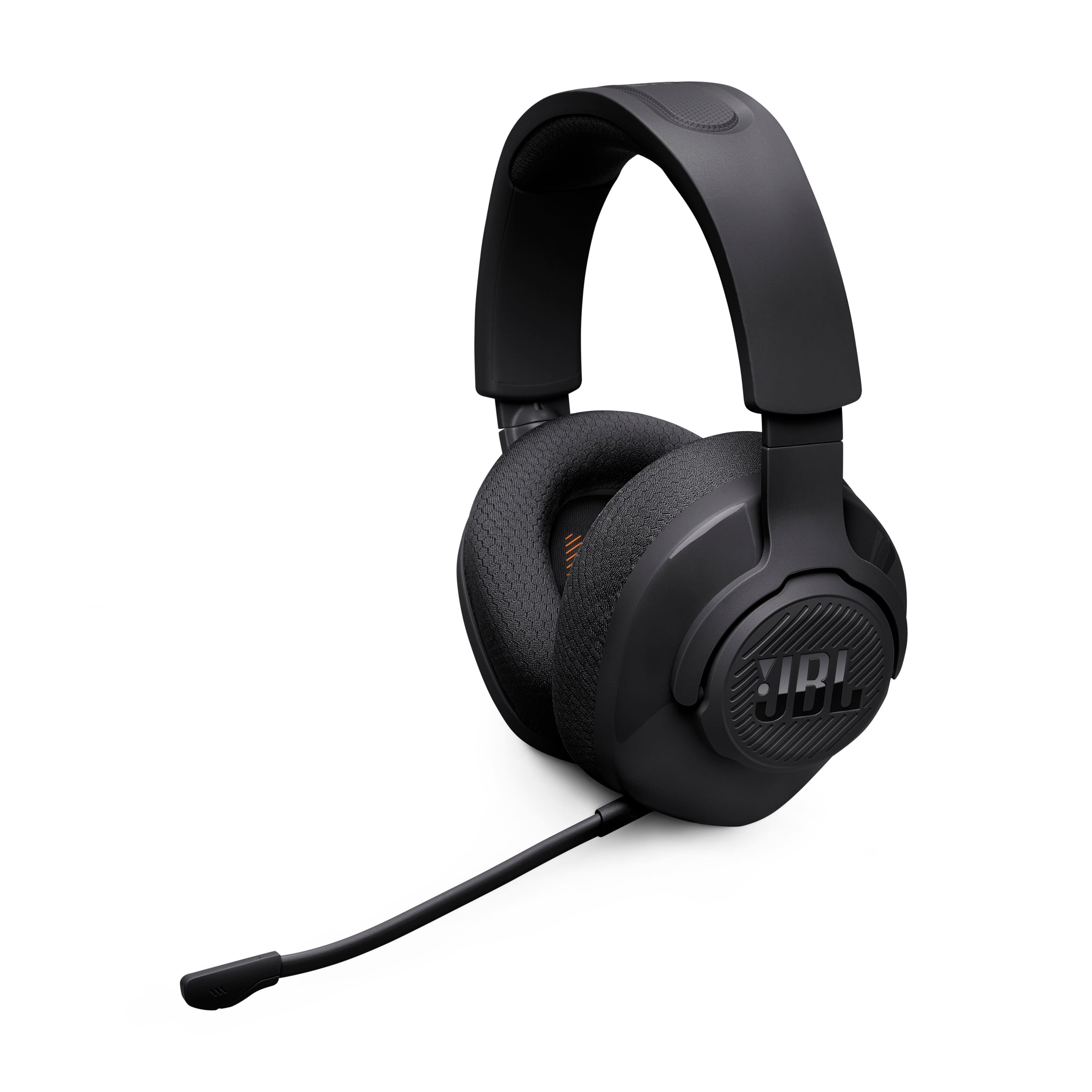 Front. JBL - Quantum 360X Wireless over-ear gaming headset with detachable boom mic - Black.