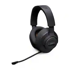 Front. JBL - Quantum 360X Wireless over-ear gaming headset with detachable boom mic - Black.