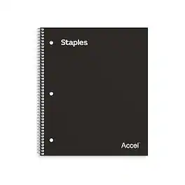 Staples - Premium 1-Subject Notebook, 8.5" x 11", Graph Ruled, 100 Sheets - Black