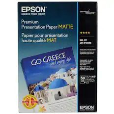 EPSON EXCEED YOUR VISION
DESIGNED FOR EXCELLENCE
Premium Presentation Paper MATTE
Papier pour présentation haute qualité MAT
GO GREECE and enjoy life.
INK JET
JET D'ENCRE
Works with all ink jet printers
Compatible avec toutes les imprimantes à jet d'encre
Heavyweight, non-gloss card stock for school & business projects plus photos.
Papier épais et non blouissant pour l'école et le bureau, plus les photos.
11.7"x16.5" 50 Sheets
297x420 mm 44 lb/165 g/m²
Professional Choice
Choix photographique
Stand at the crossroads of an ancient culture and a historic