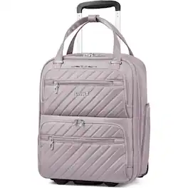 LUGGEX - 16 Inch Underseat Carry On Luggage with Wheels,Softside Lightweight Suitcase UDK - LX-UX - Grey Pink