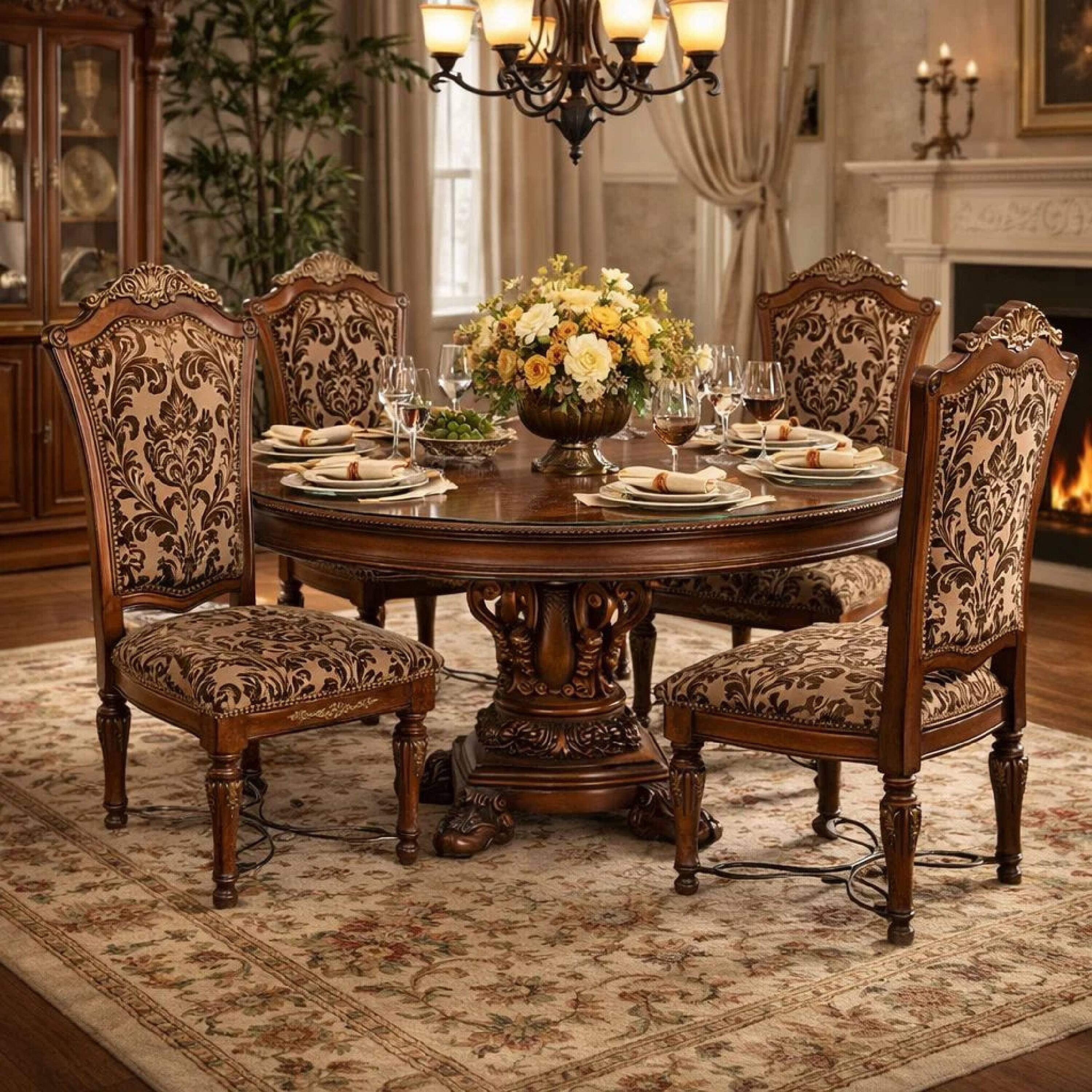 Alt View 5. Manhattan Lane - Wooden Fabric Upholstered Side Chair With Floral Print, Brown, Pack Of Two - Brown.