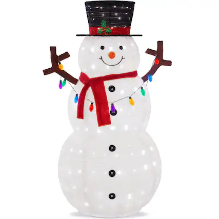 Front. Best Choice Products - Best Choice Products 3ft Lighted Pop-Up Snowman, Outdoor Christmas Holiday Decoration w/ 100 LED Lights, Hat , Scarf - White.