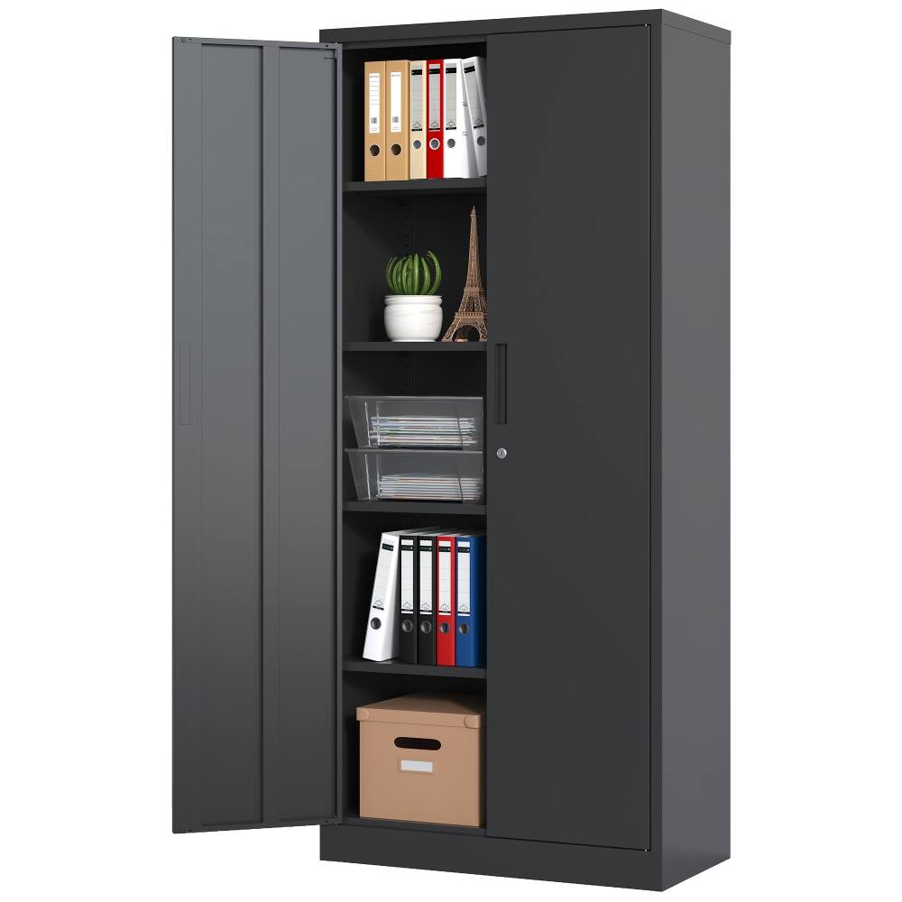Alt View 8. Loheer - Loheer 72 Inch Metal Garage Storage Cabinet Black Steel Locking File Cabinet 4 Shelves.