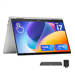 HP - Envy 2-in-1 14" FHD Touchscreen Laptop,Intel i7-1355U,16GB RAM,1TB SSD+256GB Dock Set,Iris Xe Graphics,Win 11 - Silver