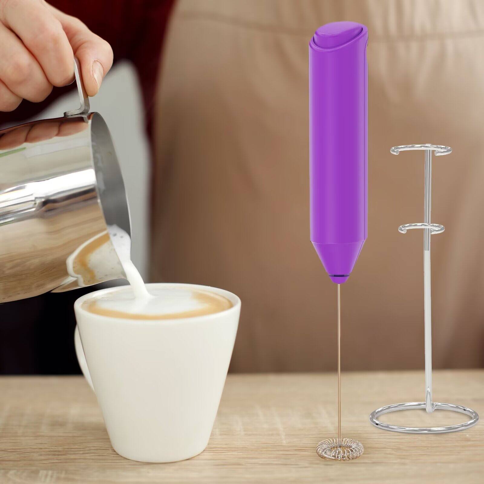 Back. Tooloton - Handheld Milk Frother, Mini Foam Maker for Coffee, Matcha and Hot Chocolate, Stand Included, Light Purple - Light Purple.