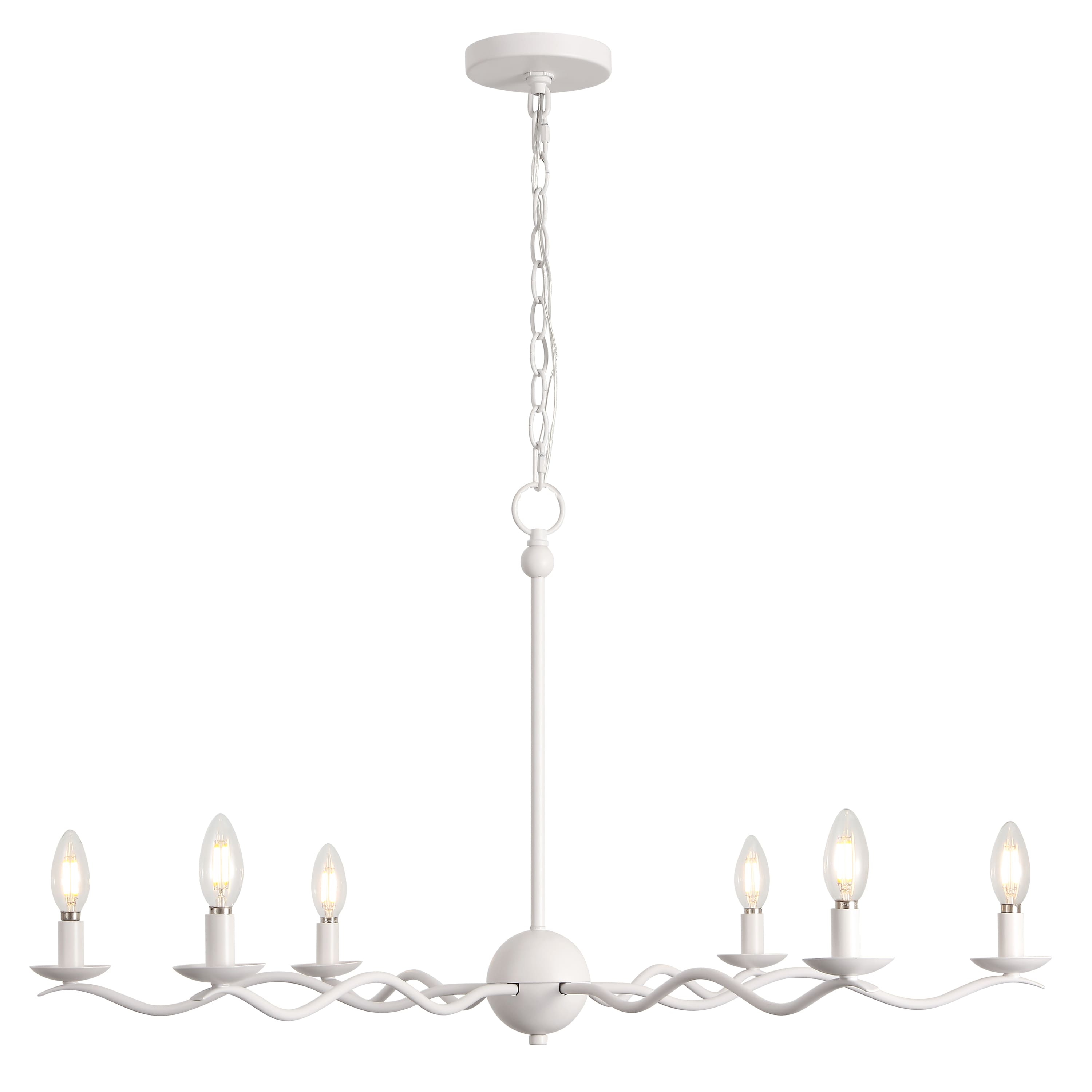 "Jonathan Y - Shana 35.5"" 6-Light Grand Modern Transitional Adjustable Sculptural Wavy Arm Candle-Style Metal LED Chandelier - White" price history on PriceWatchPro