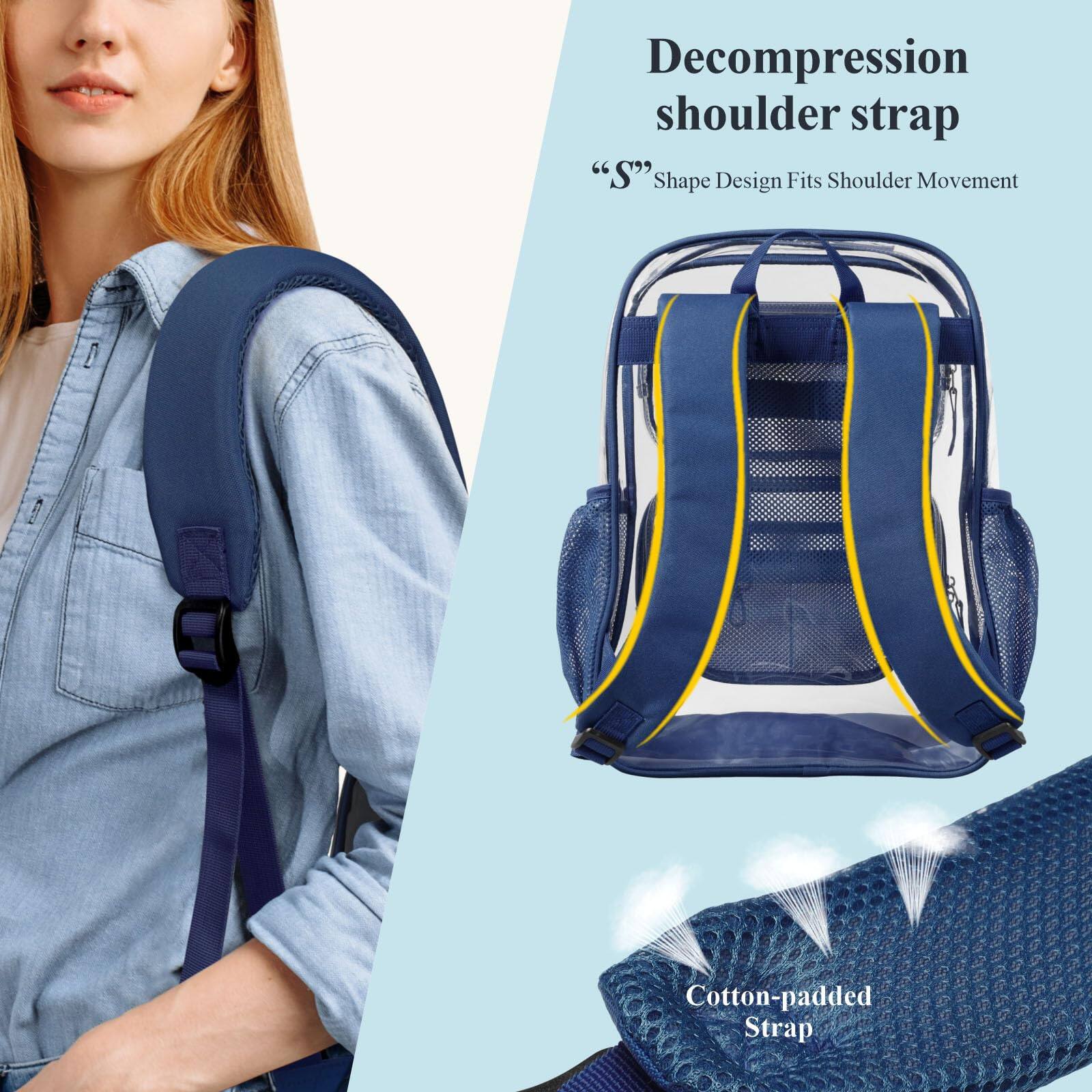 Alt View 1. Stamp n Camp - Clear Backpack For School - 17 Inch Large Heavy Duty Bookbag  See Through Pvc Backpacks (for 12 Above) - Mauve 17"-Daypack Backpacks.