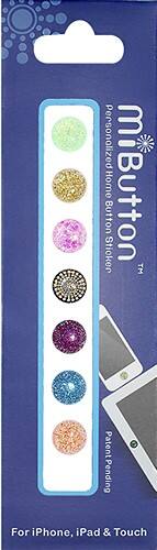 Front Standard. MiButton - Stickers for Apple® iPod®, iPhone® and iPad® (5-Count) - Glitter Pastels.