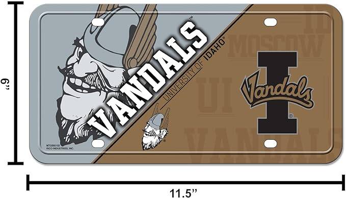 6" | TM IDAHO MOSCOW OF VANDALS UNIVERSITY UI Vandal anda I RCO TG50C102 INDUSTRIES INC VAN 11.5"

Corrected and grouped text:

- VANDALS
- UNIVERSITY OF IDAHO
- Vandals
- 11.5"
- RCO INDUSTRIES, INC.
- TG50C102